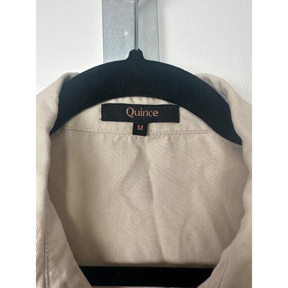 Quince Womens Size M Khaki Vintage Wash Tencel Boxy Button Camp Shirt Top C12 - Picture 2 of 6